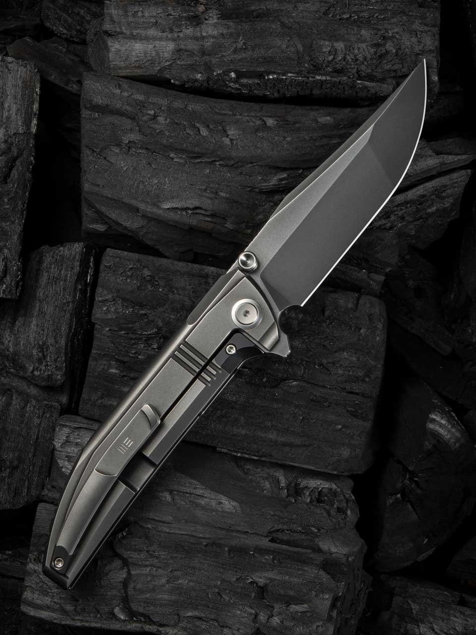 WE Ezinta 3.99" M390 Polished Gray Titanium Integral Folding Knife WE22041-3