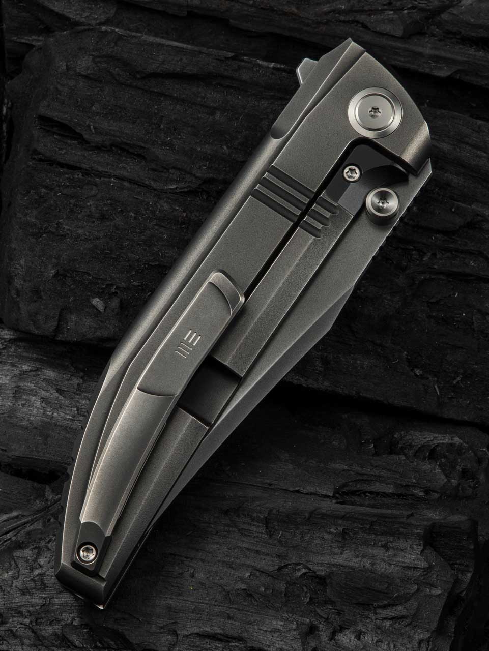 WE Ezinta 3.99" M390 Polished Gray Titanium Integral Folding Knife WE22041-3