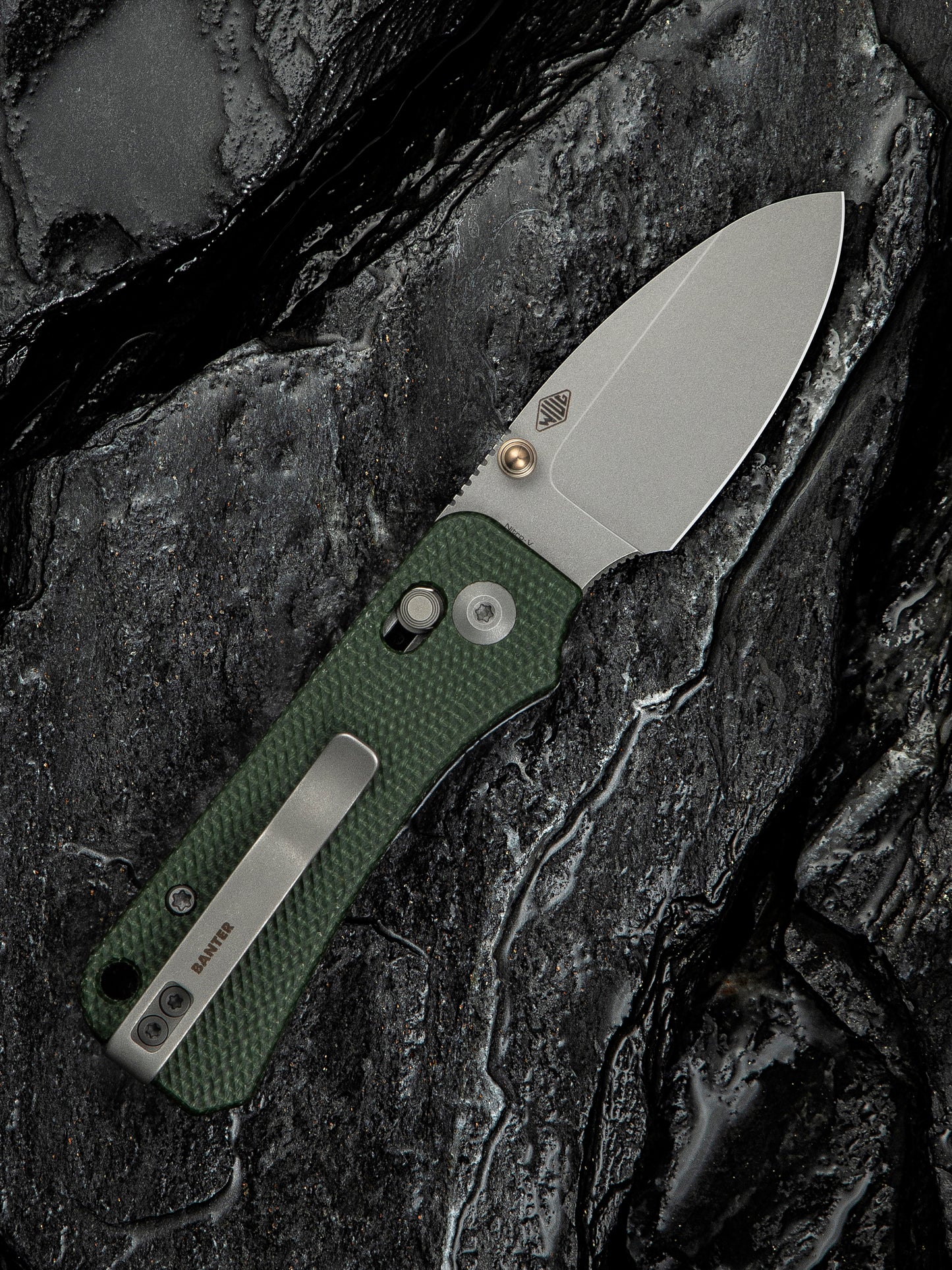 Civivi Baby Banter 2 2.34" Nitro-V Green Micarta Crossbar Lock Folding Knife C23074-3