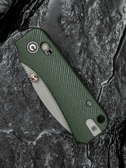 Civivi Baby Banter 2 2.34" Nitro-V Green Micarta Crossbar Lock Folding Knife C23074-3