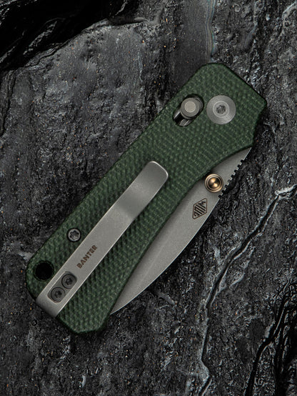 Civivi Baby Banter 2 2.34" Nitro-V Green Micarta Crossbar Lock Folding Knife C23074-3