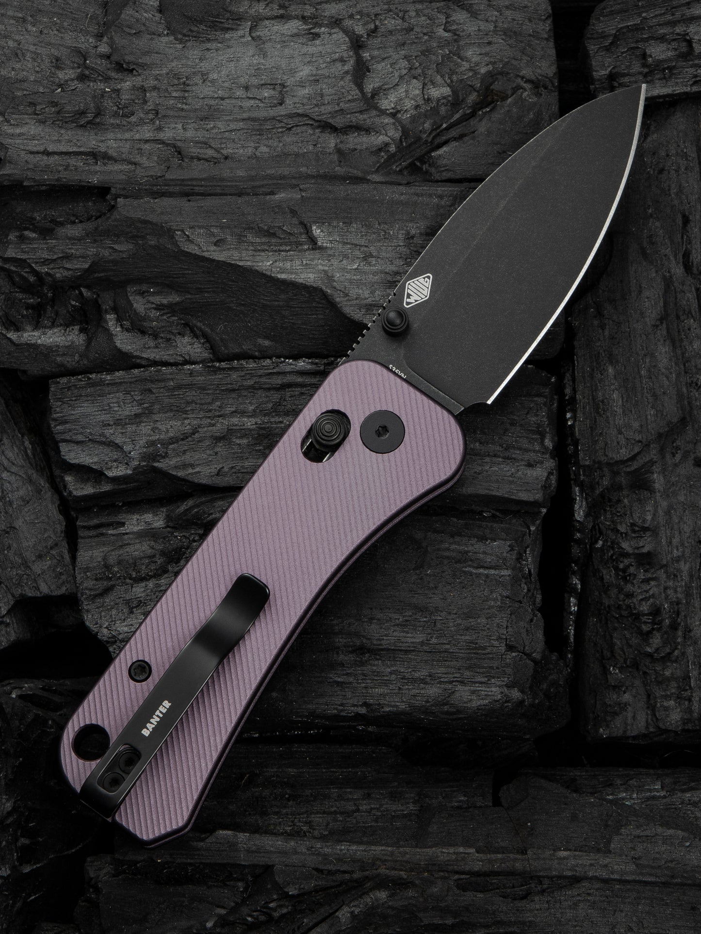 WE Banter 2 2.87" CPM S35VN Black/Purple Aluminum Crossbar Lock Folding Knife WE23075-2