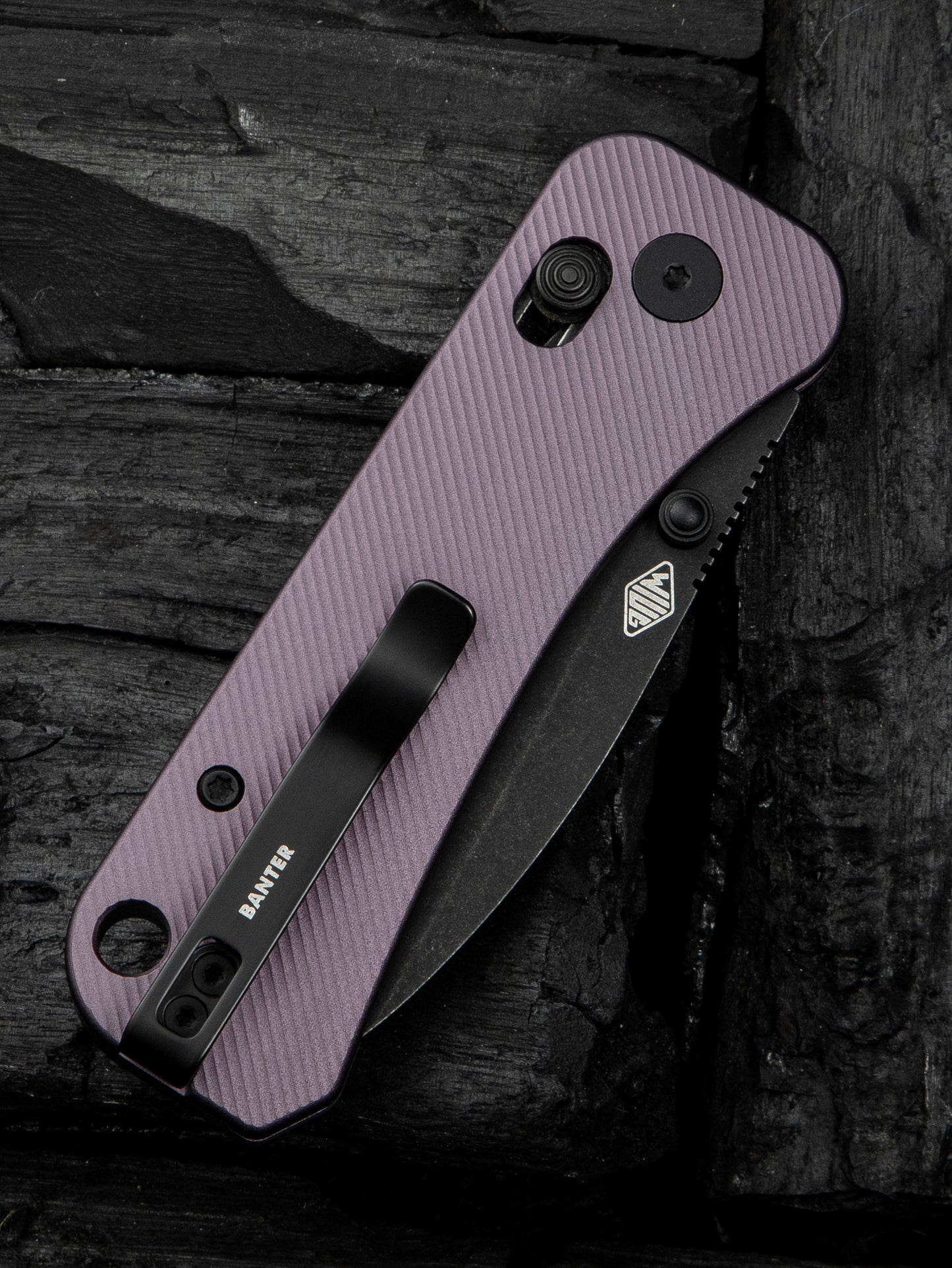 WE Banter 2 2.87" CPM S35VN Black/Purple Aluminum Crossbar Lock Folding Knife WE23075-2