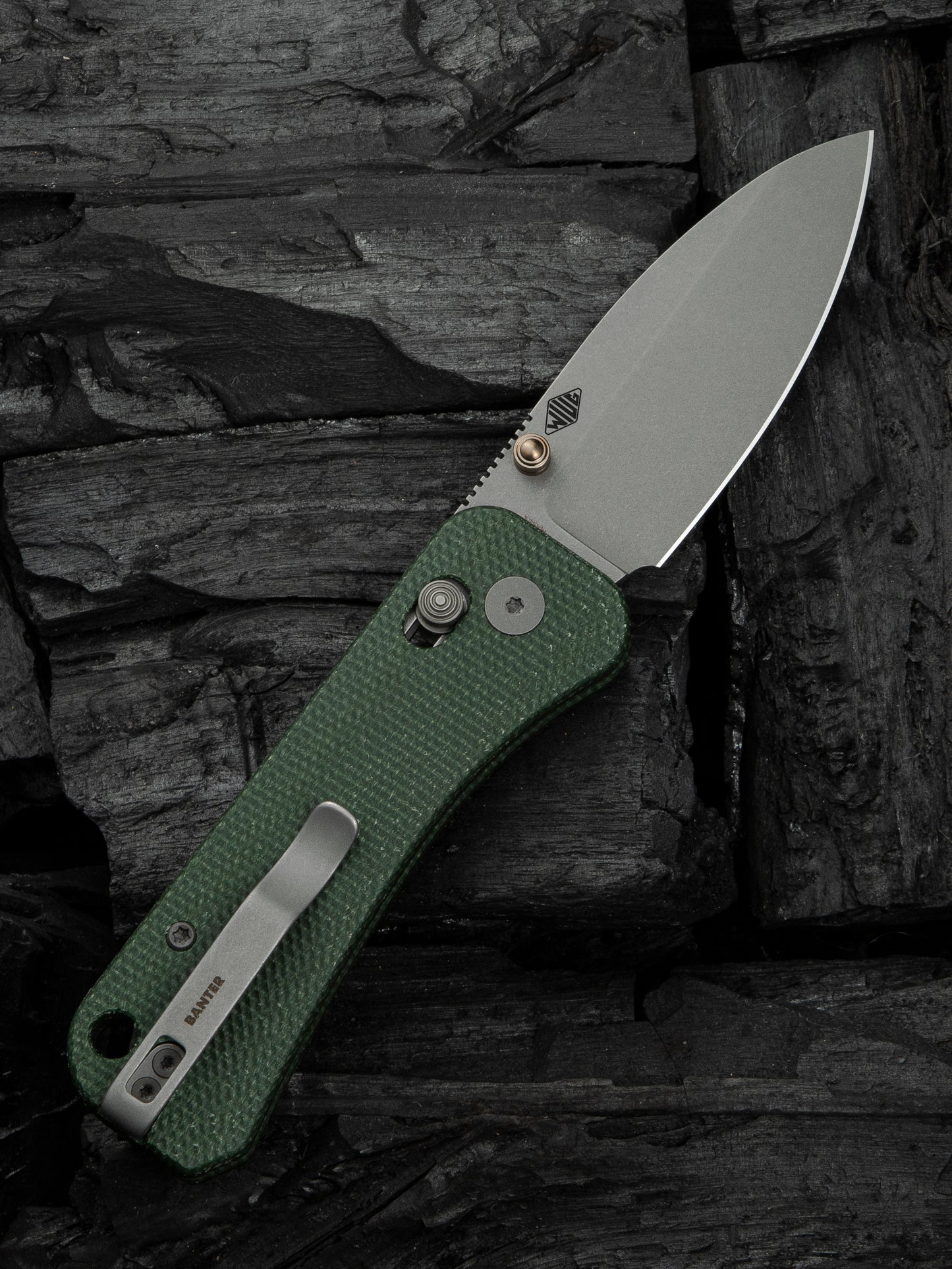 WE Banter 2 2.87" CPM S35VN Green Canvas Micarta Crossbar Lock Folding Knife WE23075-3