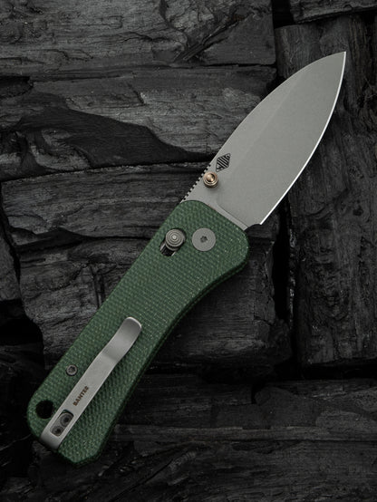 WE Banter 2 2.87" CPM S35VN Green Canvas Micarta Crossbar Lock Folding Knife WE23075-3