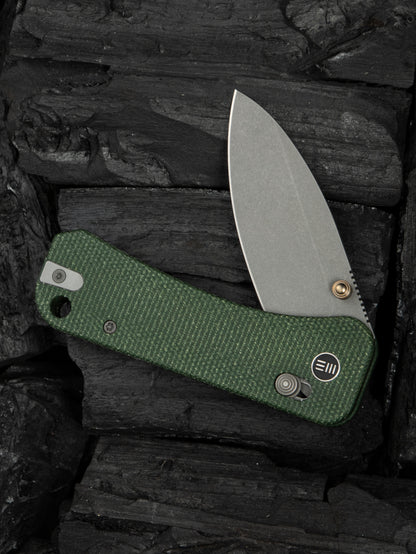 WE Banter 2 2.87" CPM S35VN Green Canvas Micarta Crossbar Lock Folding Knife WE23075-3