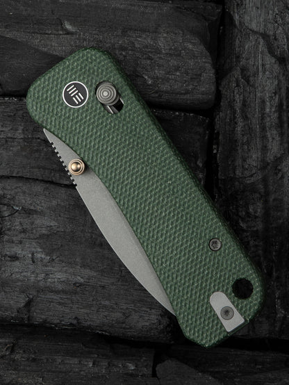 WE Banter 2 2.87" CPM S35VN Green Canvas Micarta Crossbar Lock Folding Knife WE23075-3