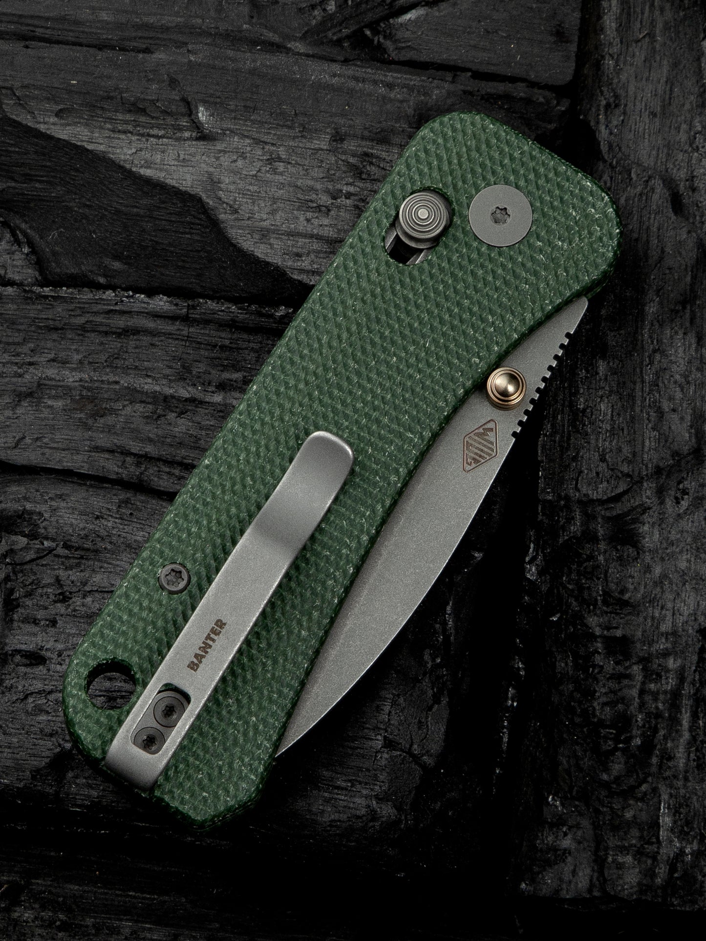 WE Banter 2 2.87" CPM S35VN Green Canvas Micarta Crossbar Lock Folding Knife WE23075-3