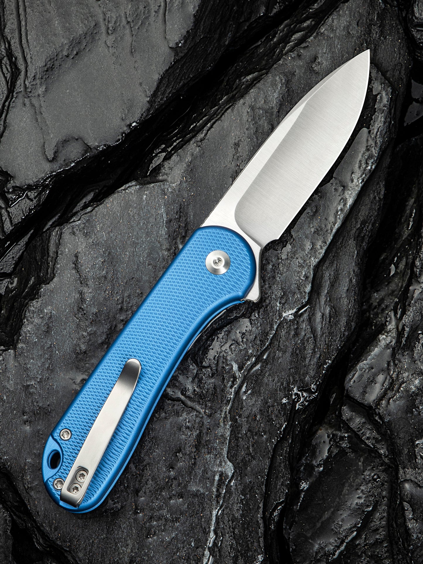 Civivi Elementum II Button Lock 2.96" Nitro-V Blue Aluminium Folding Knife C18062PD-2