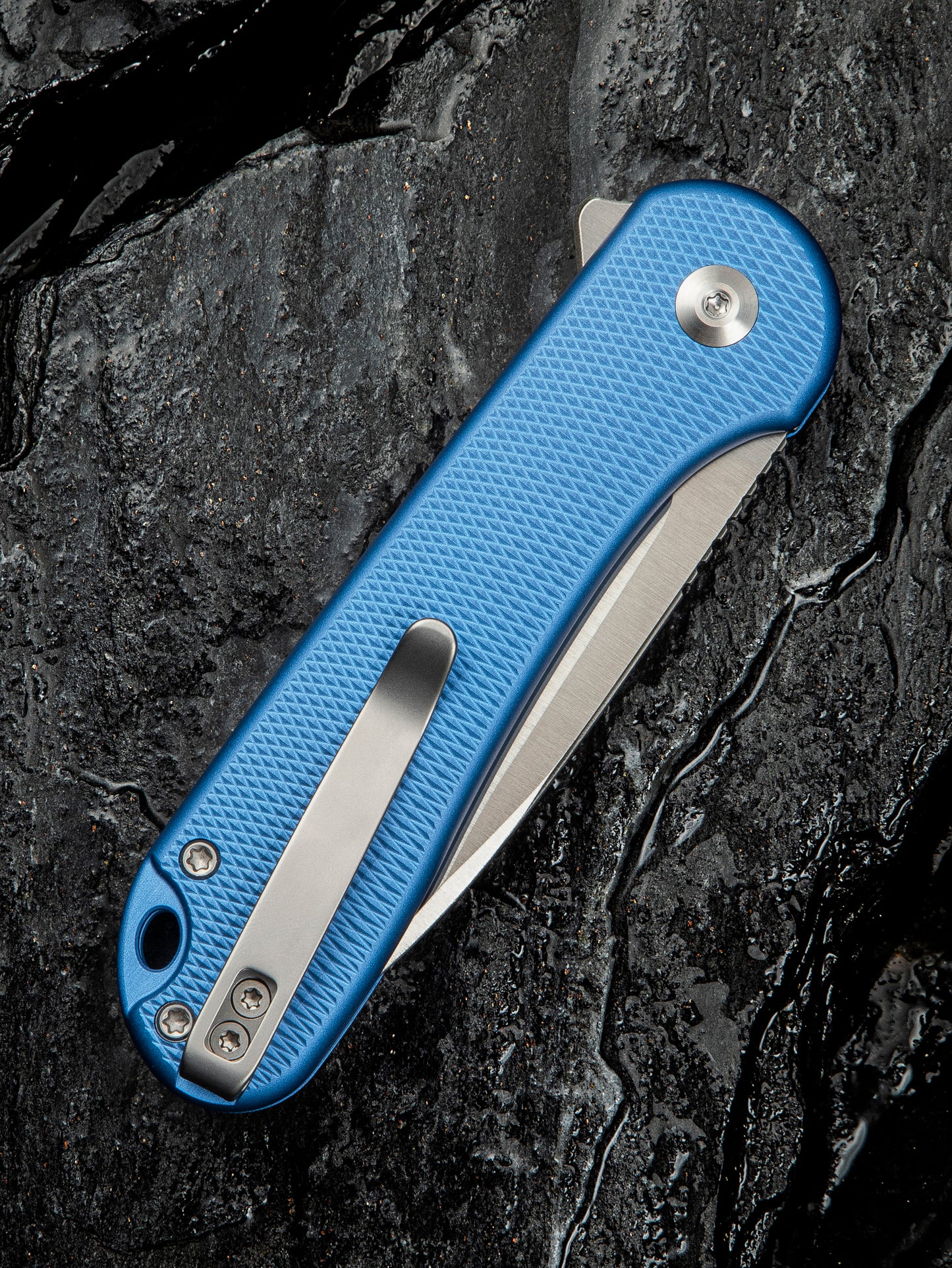 Civivi Elementum II Button Lock 2.96" Nitro-V Blue Aluminium Folding Knife C18062PD-2