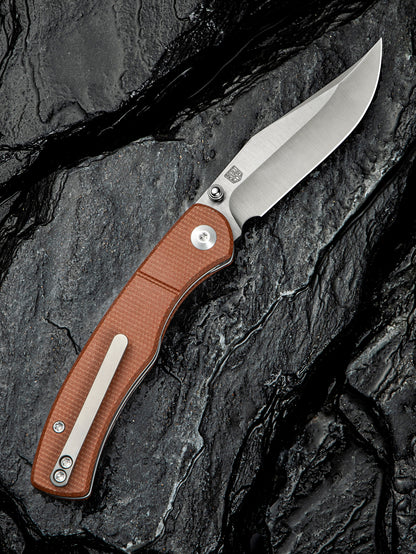 Civivi Clingman 2.99" Nitro-V Brown Canvas Micarta Folding Knife by Taylor Martin C23065-3