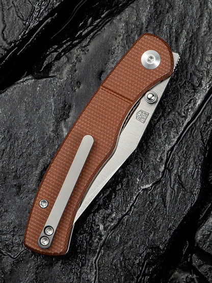 Civivi Clingman 2.99" Nitro-V Brown Canvas Micarta Folding Knife by Taylor Martin C23065-3