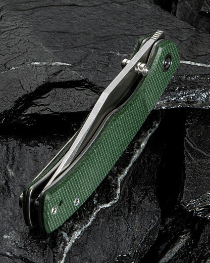 Civivi Clingman 2.99" Nitro-V Green Canvas Micarta Folding Knife by Taylor Martin C23065-4