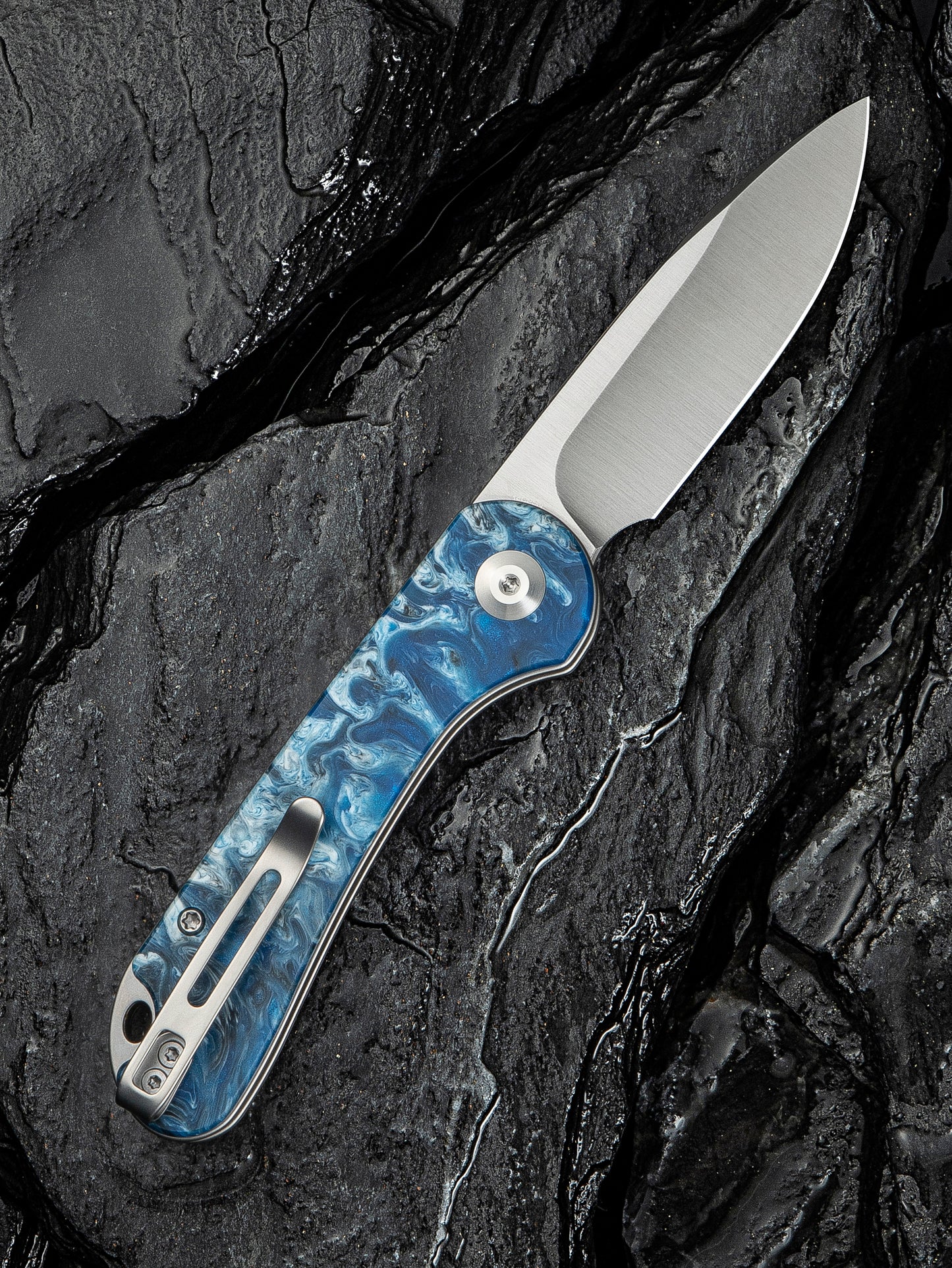 Civivi Elementum Slip Joint 2.96" 14C28N Blue Ocean Resin Folding Knife C18062AJ-4