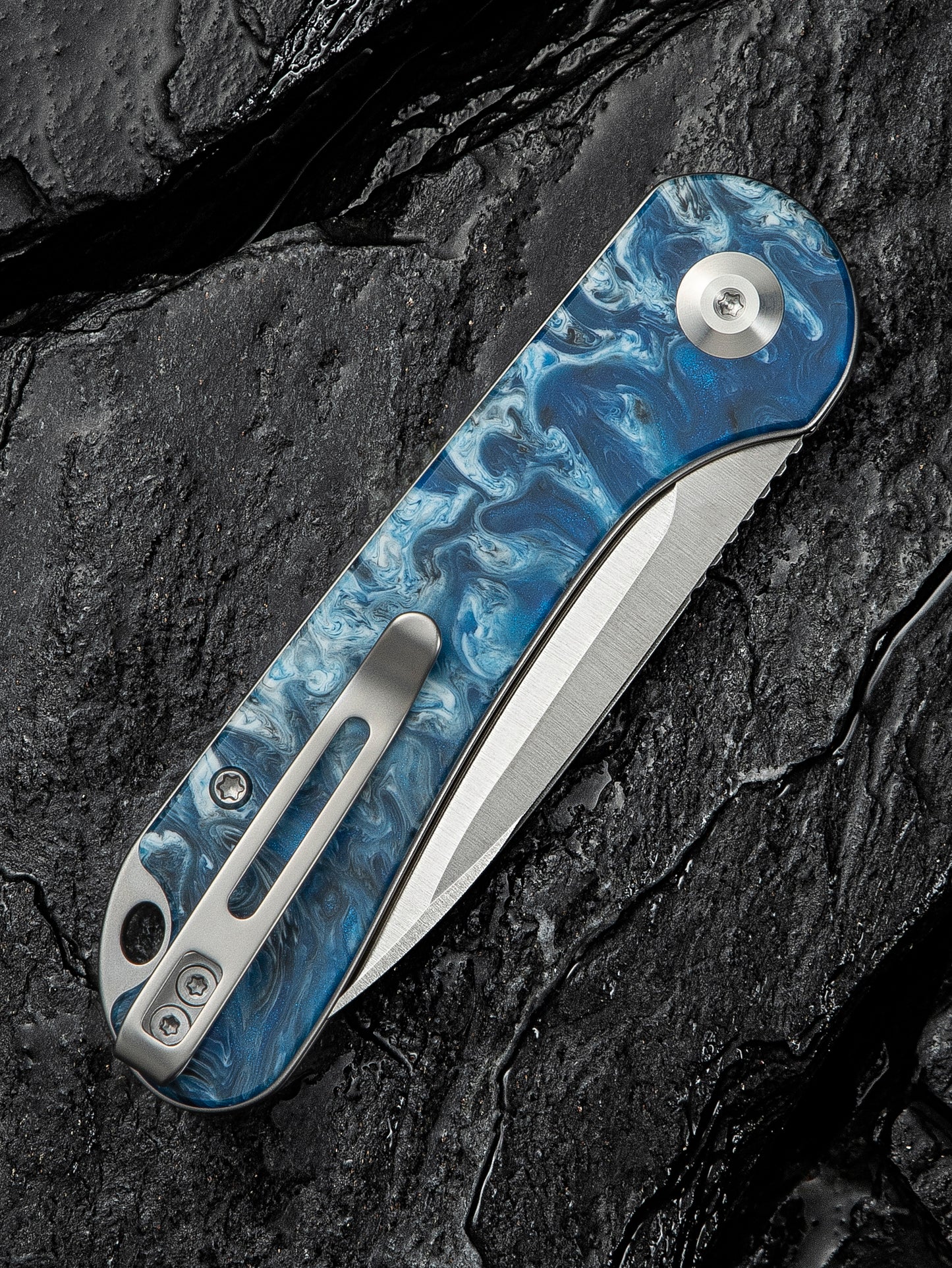 Civivi Elementum Slip Joint 2.96" 14C28N Blue Ocean Resin Folding Knife C18062AJ-4