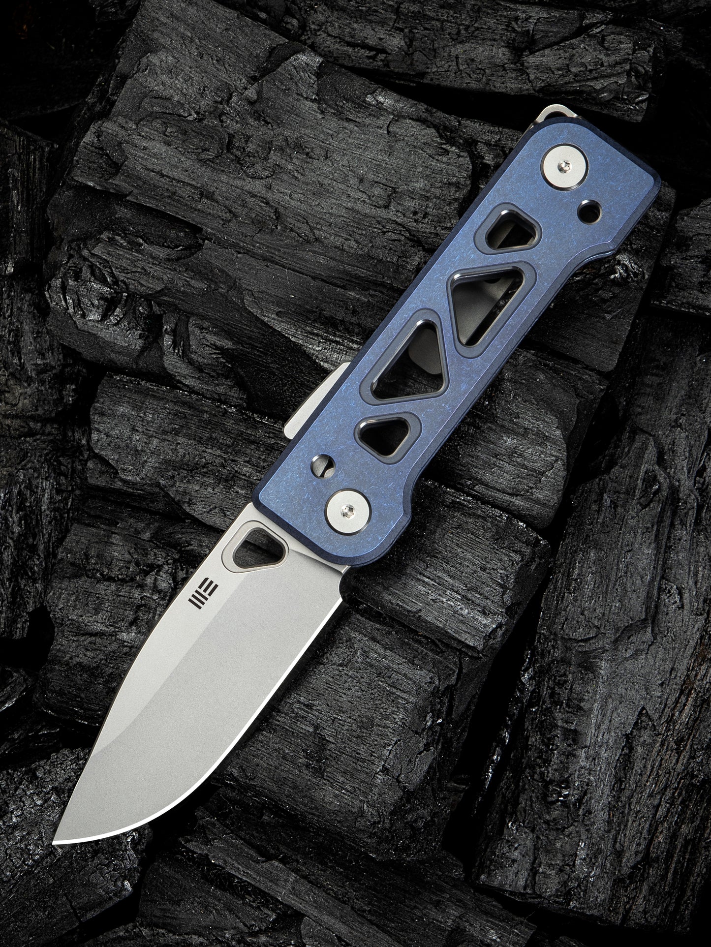 WE Snecx Tyro 2.91" CPM 20CV Blue Titanium Superlock Folding Knife WE24001-4