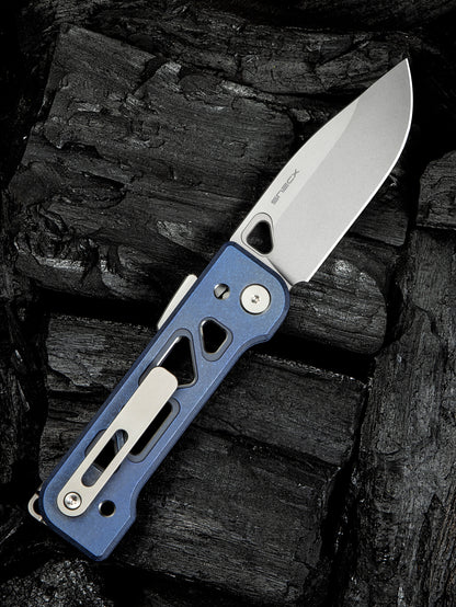 WE Snecx Tyro 2.91" CPM 20CV Blue Titanium Superlock Folding Knife WE24001-4