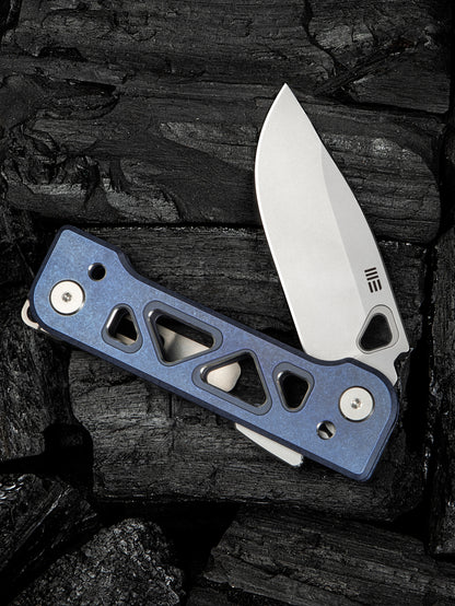 WE Snecx Tyro 2.91" CPM 20CV Blue Titanium Superlock Folding Knife WE24001-4