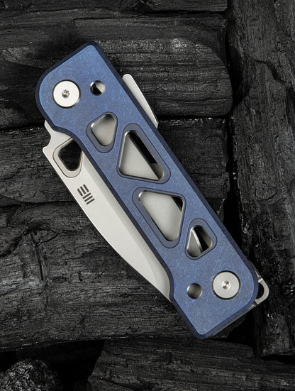 WE Snecx Tyro 2.91" CPM 20CV Blue Titanium Superlock Folding Knife WE24001-4