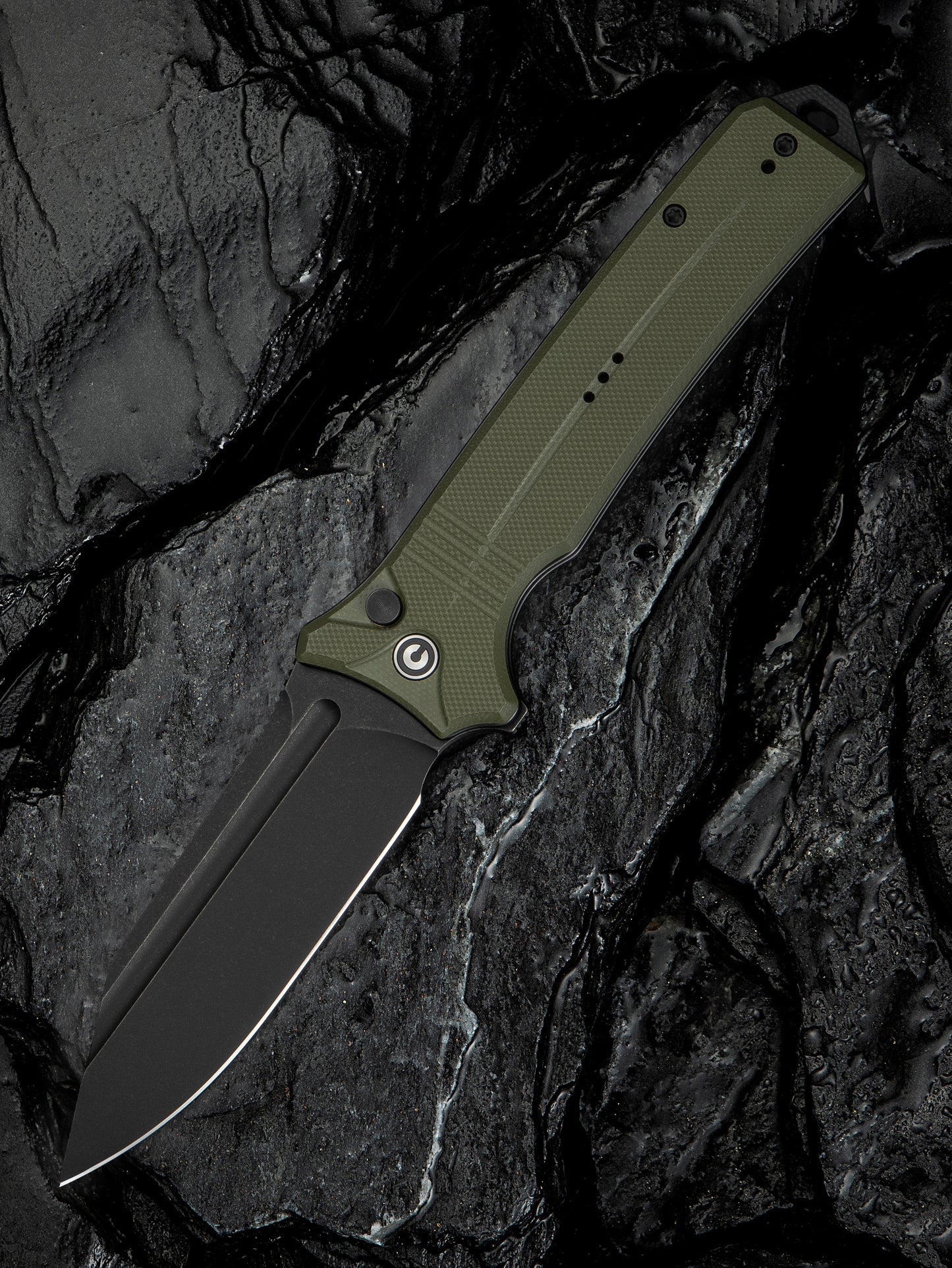 Civivi Neurohaptic 3.74" Nitro-V Black/OD Green G10 Button Lock Folding Knife C23080-3