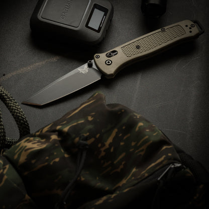 Benchmade 537BK-06 Bailout 3.38" CPM-S30V Cerakote Tanto Folding Knife with Ranger Green Grivory Handle