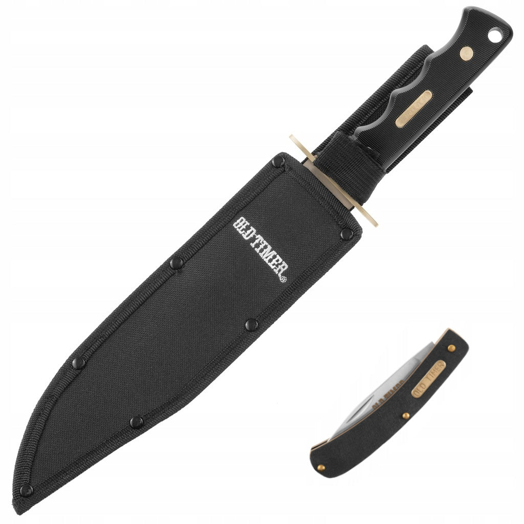 Schrade Old Timer 10" Full-Tang Bowie Machete and Folding Knife Combo