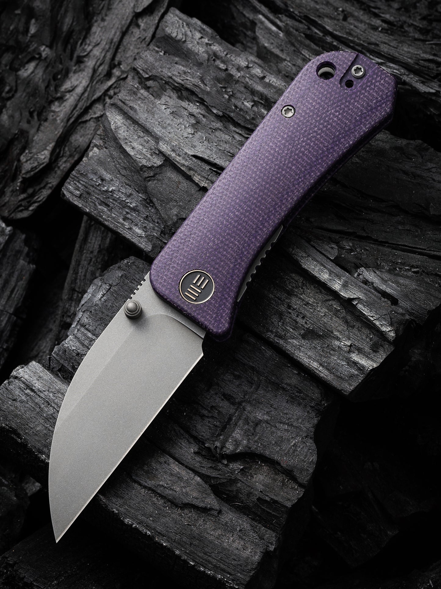 WE Knife Banter Wharncliffe 2.85" CPM S35VN Purple Canvas Micarta Folding Knife WE19068J-2