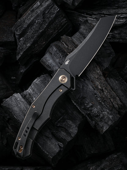 WE Viking Tactics RekkeR 3.61" CPM 20CV Black Stonewashed Titanium Folding Knife by Kyle Lamb WE22010G-1