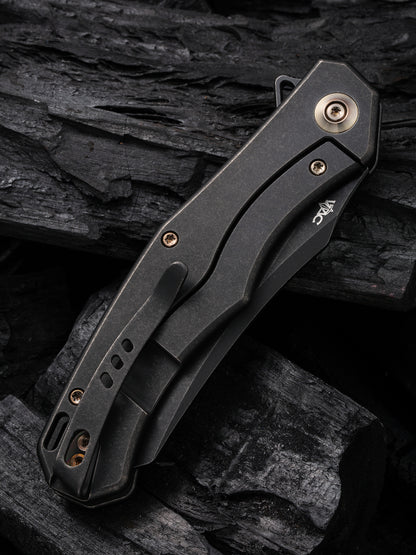 WE Viking Tactics RekkeR 3.61" CPM 20CV Black Stonewashed Titanium Folding Knife by Kyle Lamb WE22010G-1