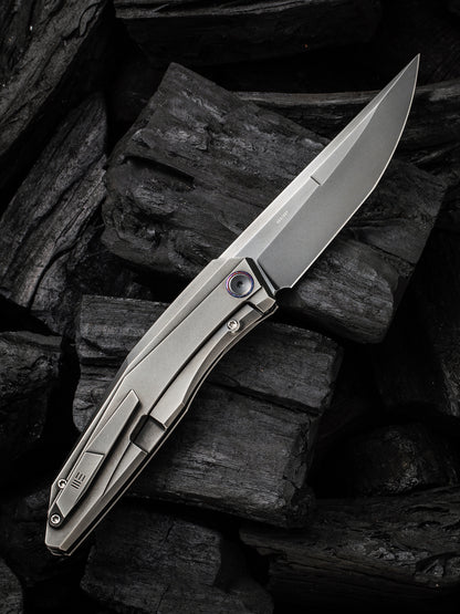 WE Cybernetic Limited Edition 3.91" CPM 20CV Polished Gray Titanium Folding Knife WE22033-6