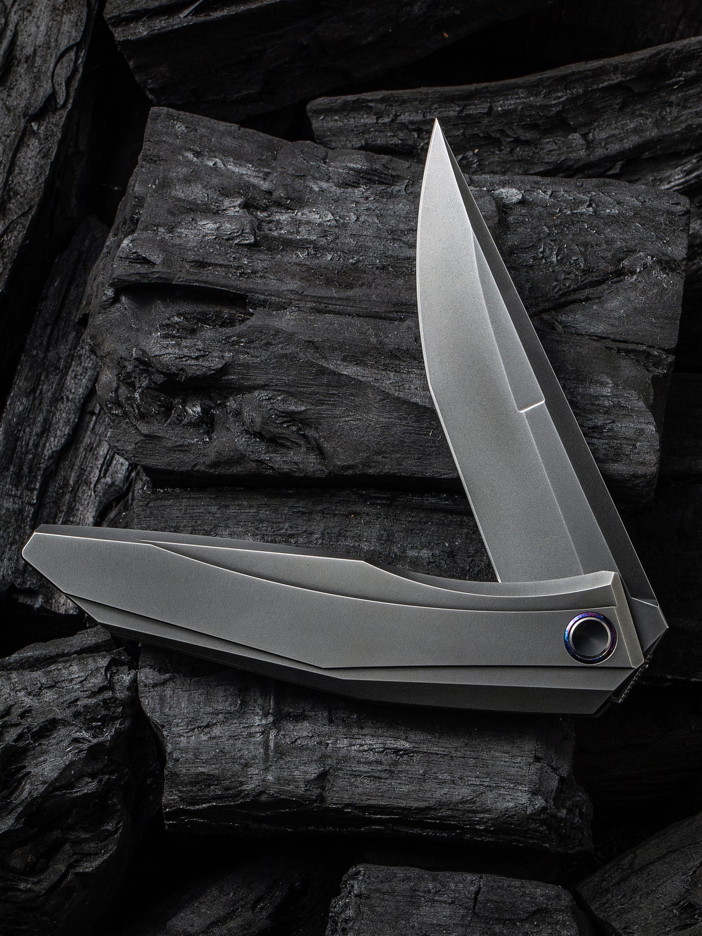 WE Cybernetic Limited Edition 3.91" CPM 20CV Polished Gray Titanium Folding Knife WE22033-6