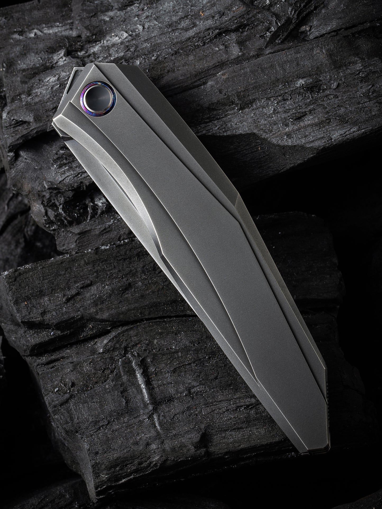 WE Cybernetic Limited Edition 3.91" CPM 20CV Polished Gray Titanium Folding Knife WE22033-6