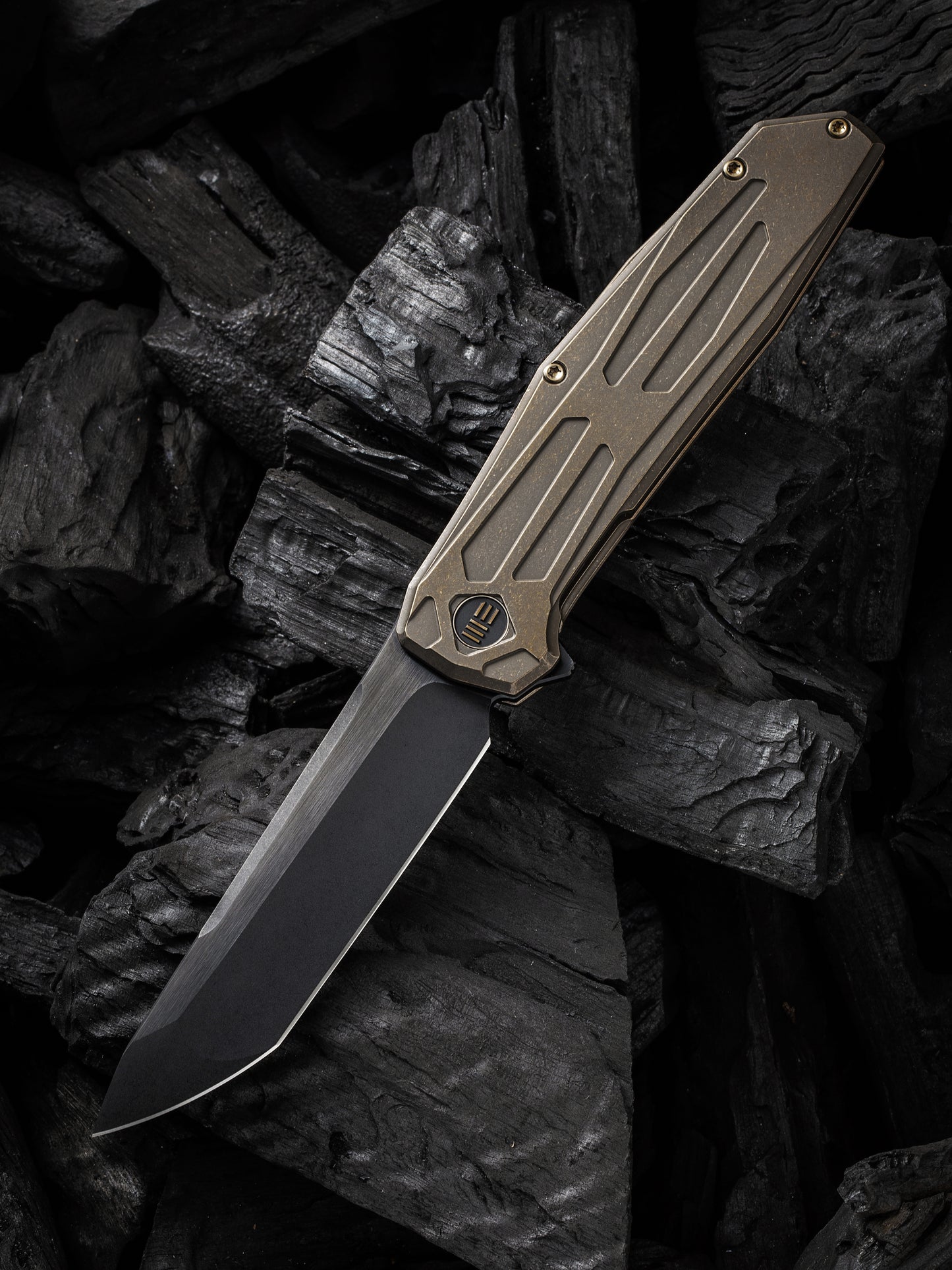 WE Shadowfire 3.97" Black CPM 20CV Bronze Titanium Folding Knife by Rafal Brzeski WE22035-3