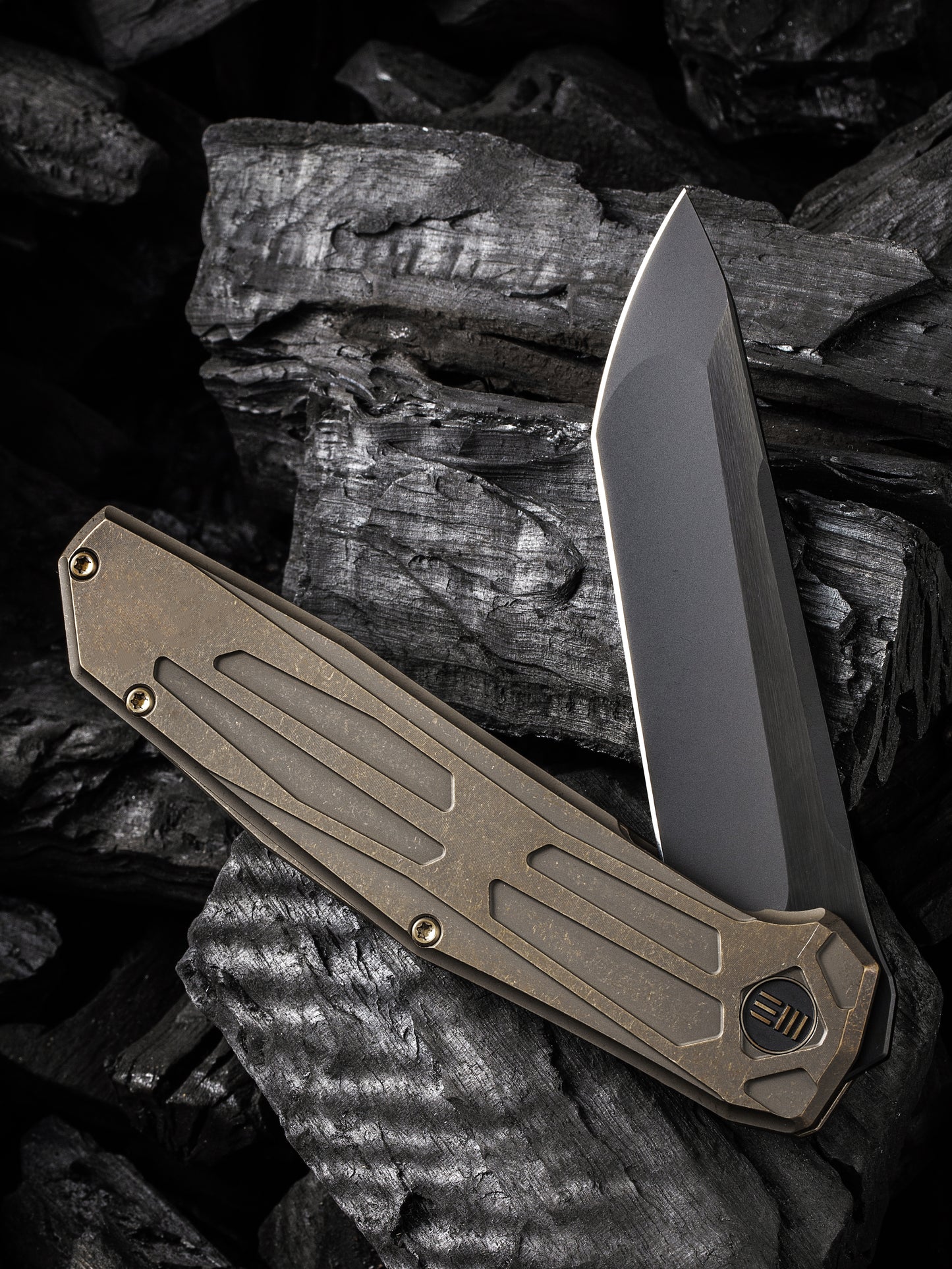 WE Shadowfire 3.97" Black CPM 20CV Bronze Titanium Folding Knife by Rafal Brzeski WE22035-3