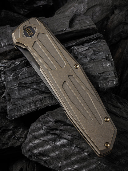 WE Shadowfire 3.97" Black CPM 20CV Bronze Titanium Folding Knife by Rafal Brzeski WE22035-3