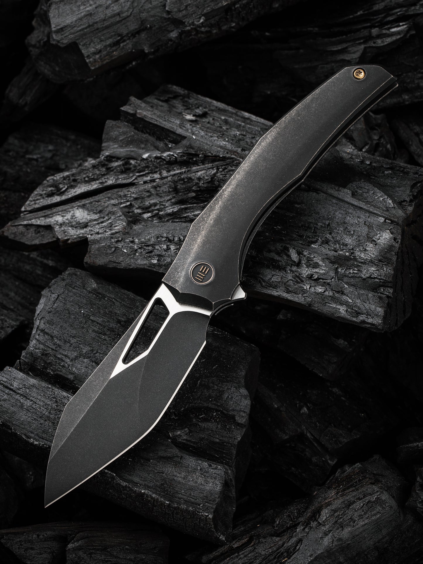 WE Ignio 3.3" CPM 20CV Black Stonewashed Titanium Folding Knife by Toni Tietzel WE22042B-1