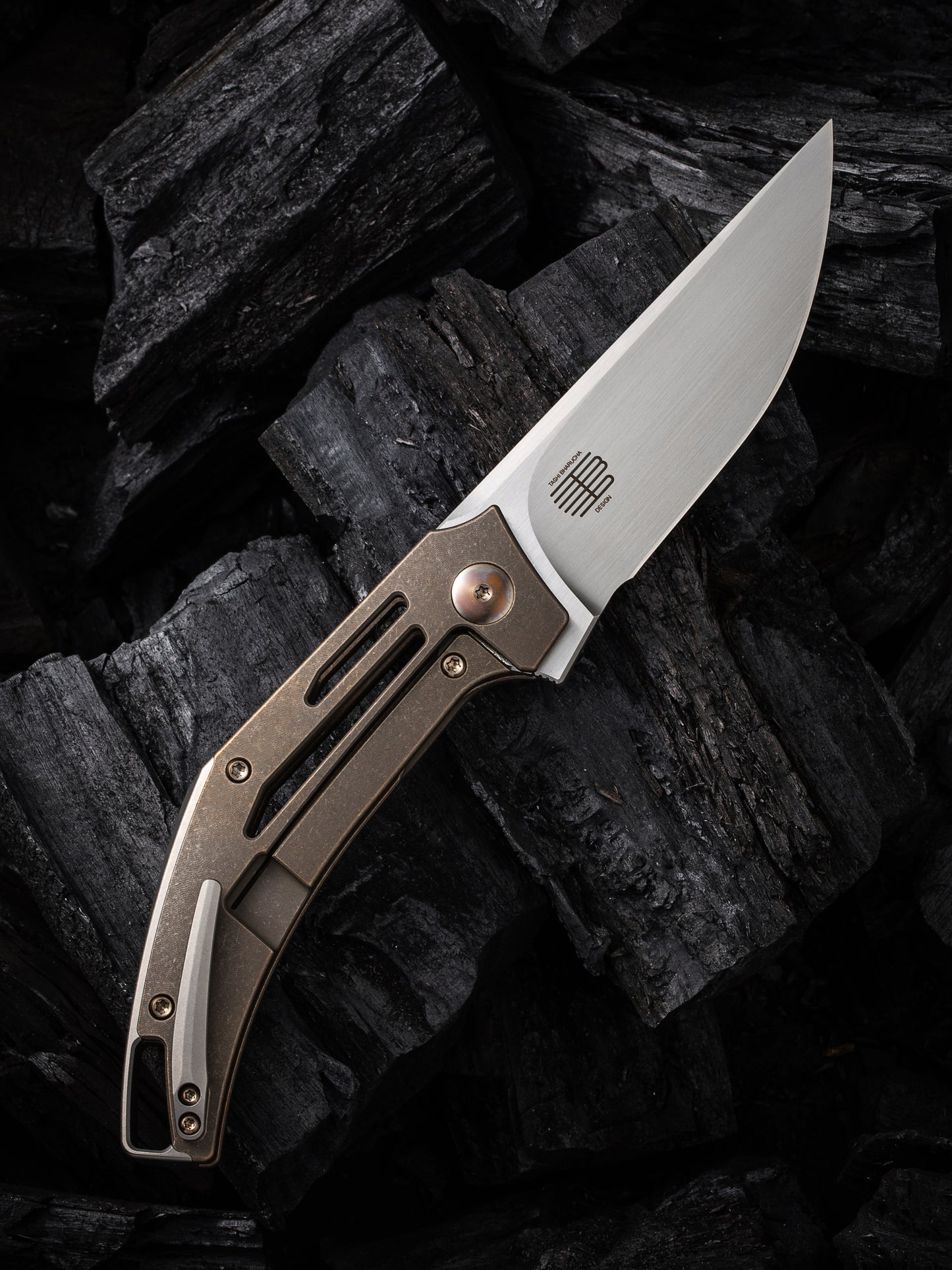 WE Speedliner 3.39" CPM 20CV Bronze Titanium Folding Knife by Tashi Bharucha WE22045C-2