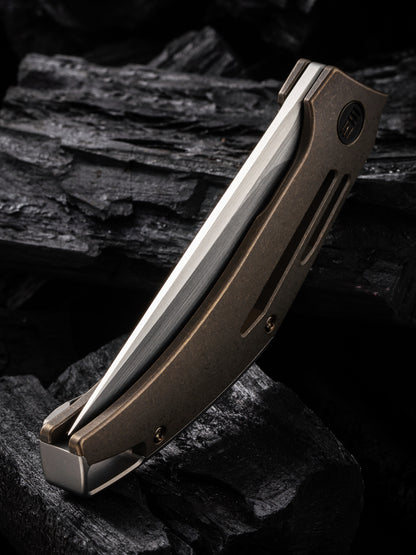 WE Speedliner 3.39" CPM 20CV Bronze Titanium Folding Knife by Tashi Bharucha WE22045C-2