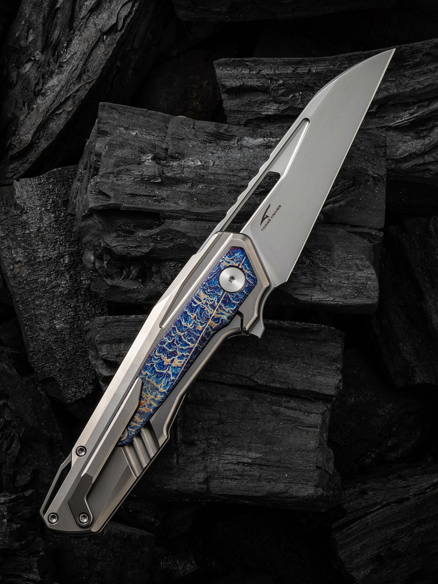 WE Falcaria 3.64" CPM 20CV Polished Flamed Titanium Folding Knife by Maciej Torbe WE23012B-1