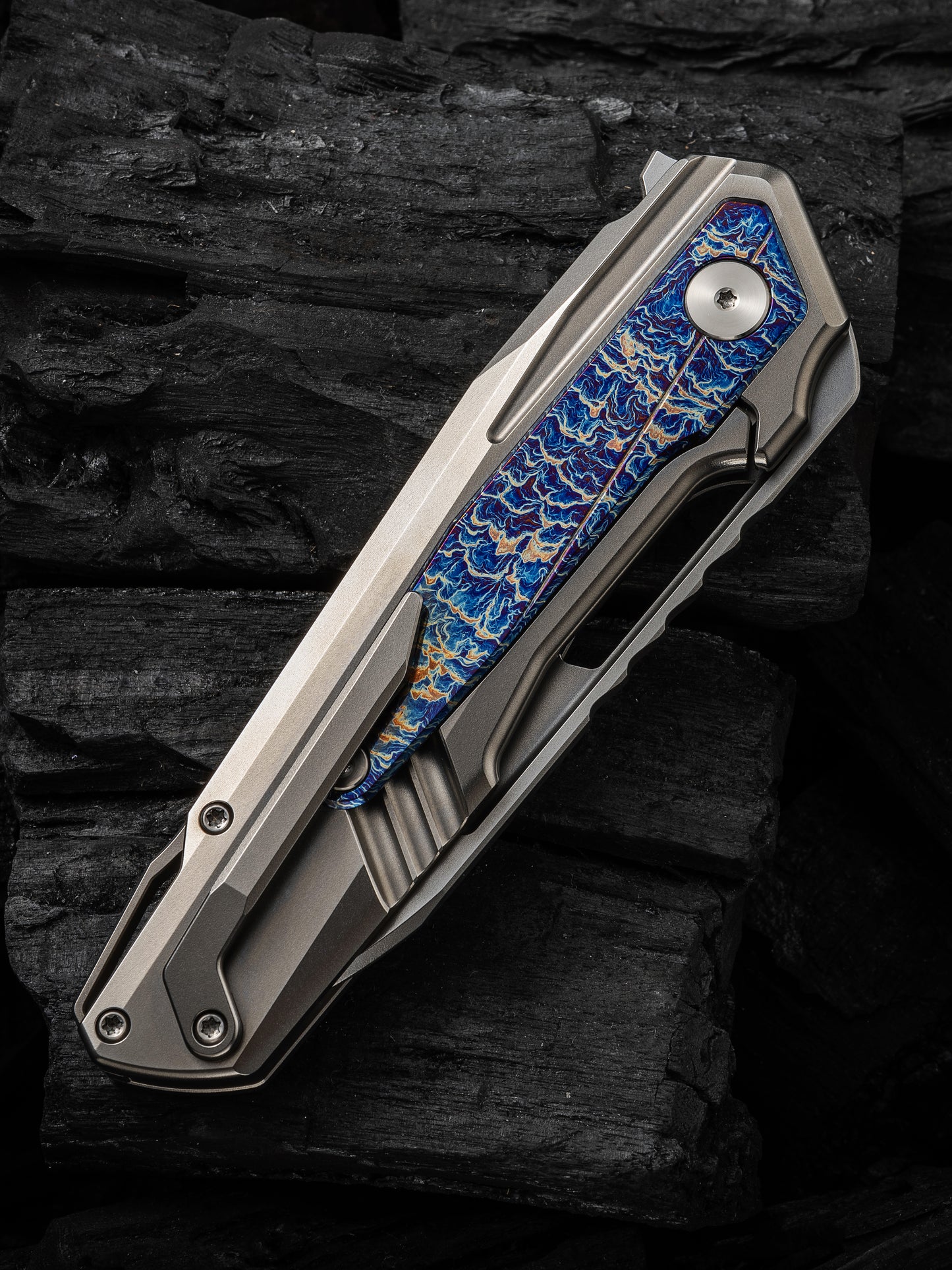 WE Falcaria 3.64" CPM 20CV Polished Flamed Titanium Folding Knife by Maciej Torbe WE23012B-1