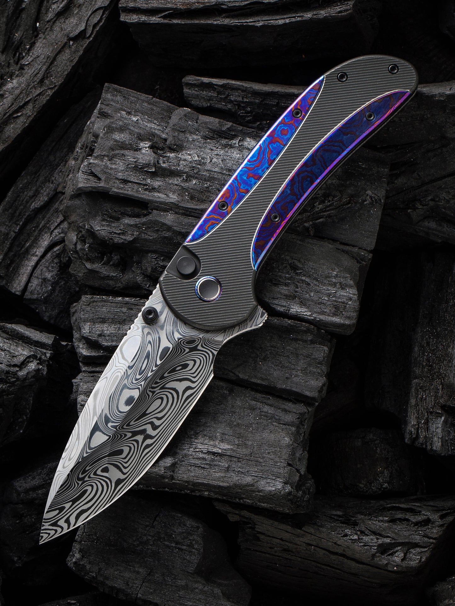 WE Zizzit 3.8" Damasteel Thor Timascus Titanium Folding Knife WE23031-DS1