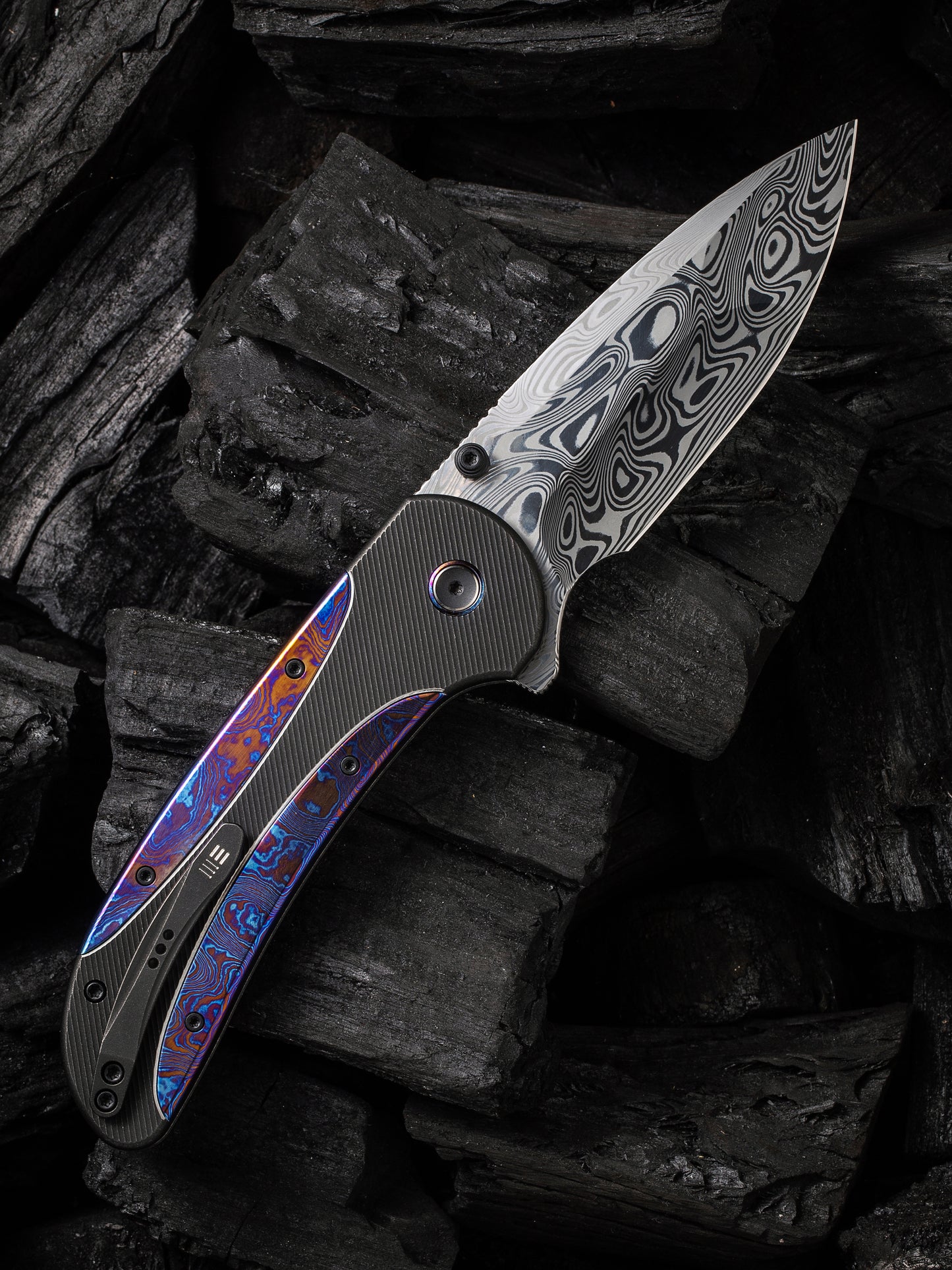 WE Zizzit 3.8" Damasteel Thor Timascus Titanium Folding Knife WE23031-DS1