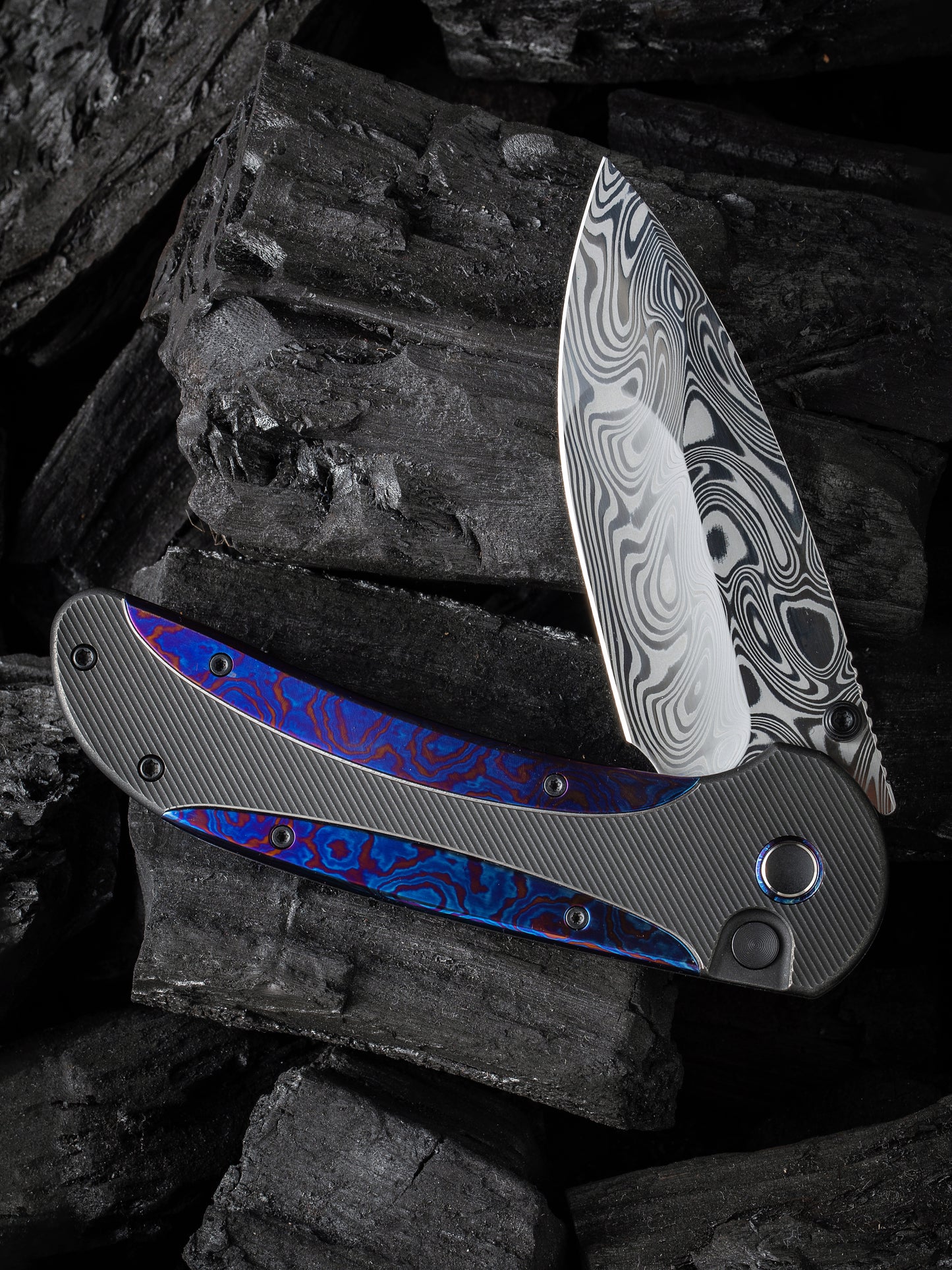 WE Zizzit 3.8" Damasteel Thor Timascus Titanium Folding Knife WE23031-DS1