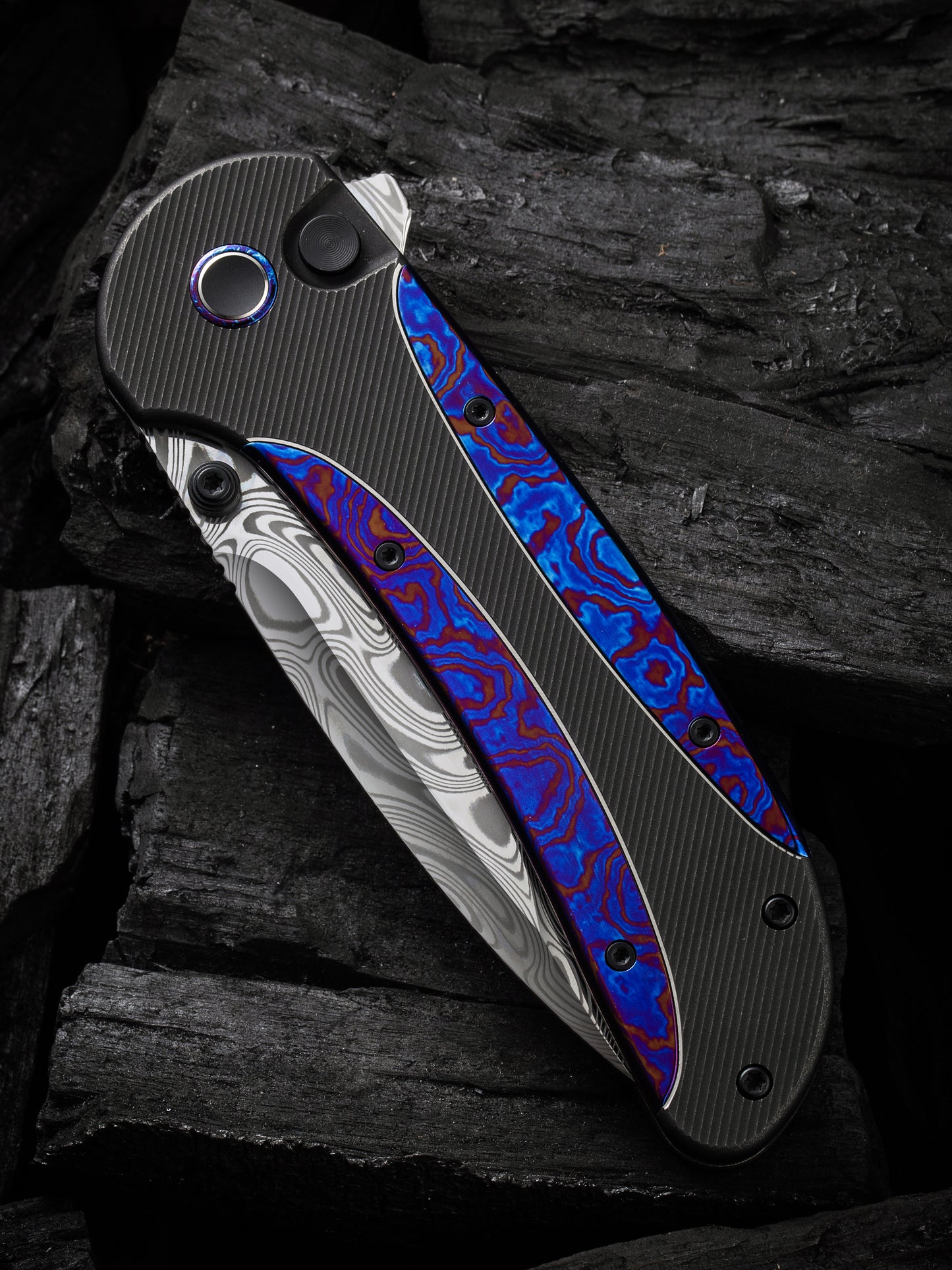 WE Zizzit 3.8" Damasteel Thor Timascus Titanium Folding Knife WE23031-DS1