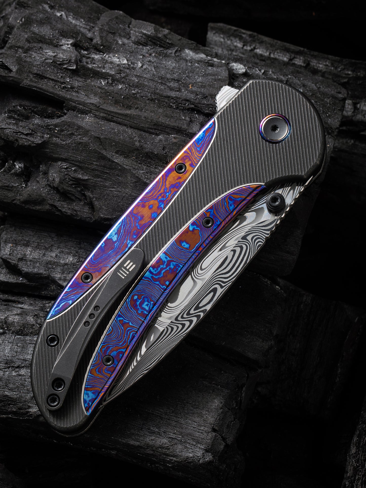 WE Zizzit 3.8" Damasteel Thor Timascus Titanium Folding Knife WE23031-DS1