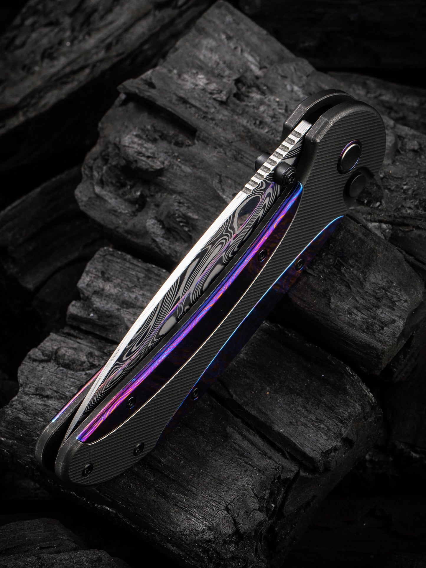 WE Zizzit 3.8" Damasteel Thor Timascus Titanium Folding Knife WE23031-DS1