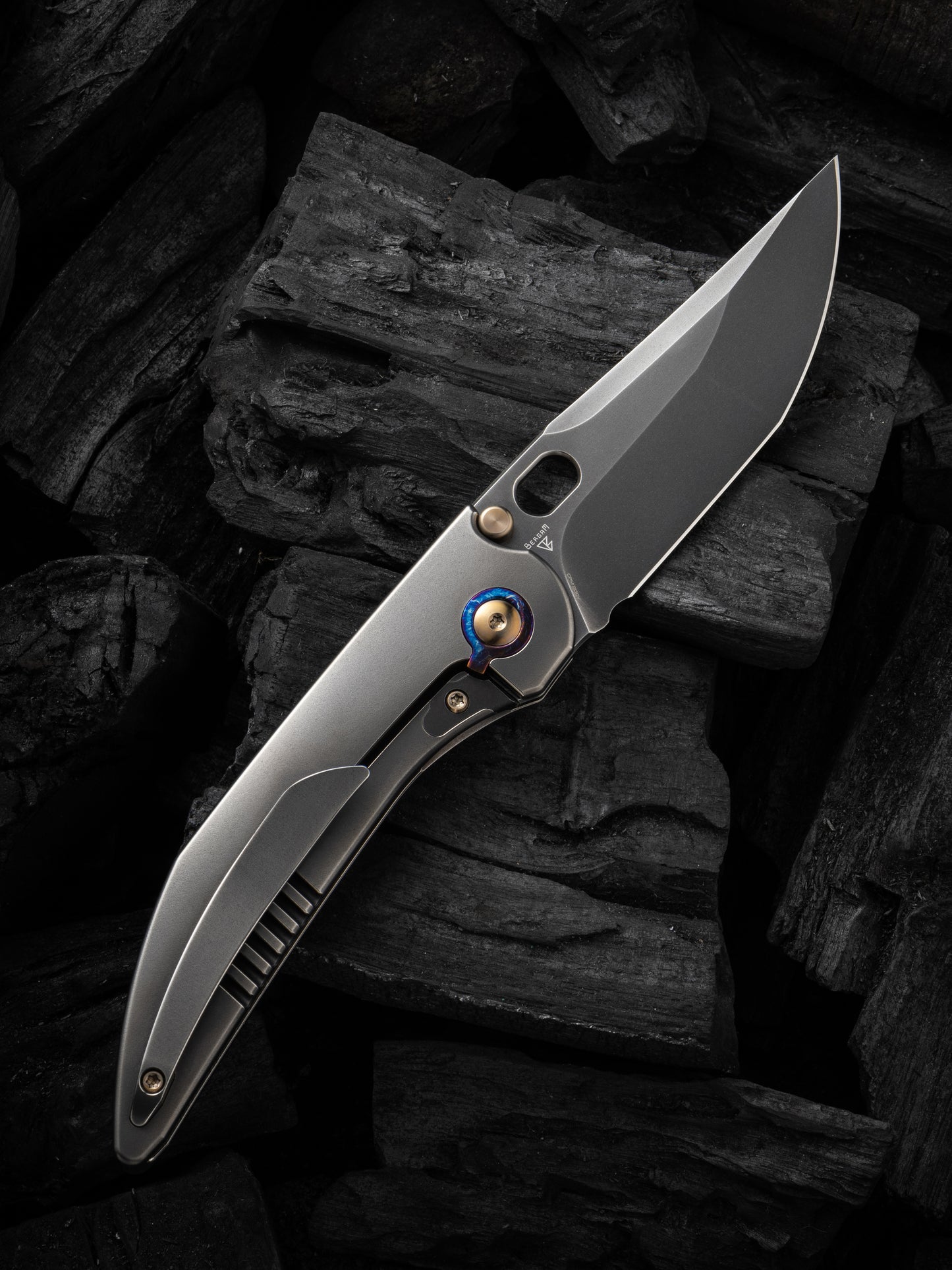 WE Attor 3.55" CPM 20CV Polished Gray Titanium Integral Folding Knife by Dalibor Bergam WE23037B-1