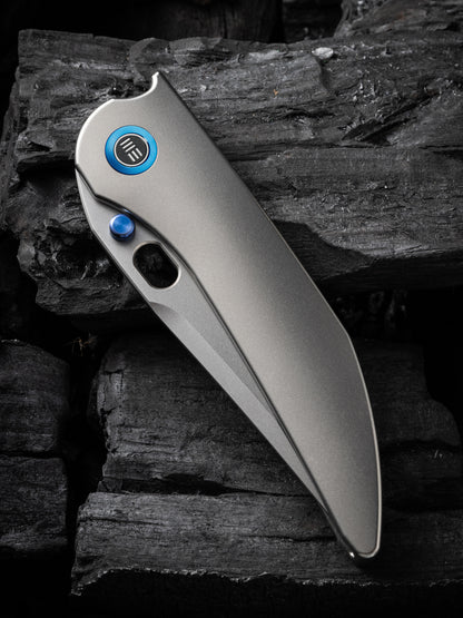 WE Attor 3.55" CPM 20CV Polished Bead Blasted Titanium Integral Folding Knife by Dalibor Bergam WE23037B-2