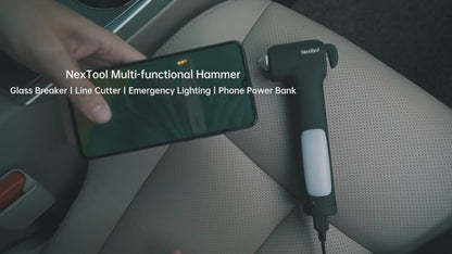 NexTool Multi Functional Rescue Hammer / Belt-Cutter / 150LM Light / USB-C 2600mAh Power Bank