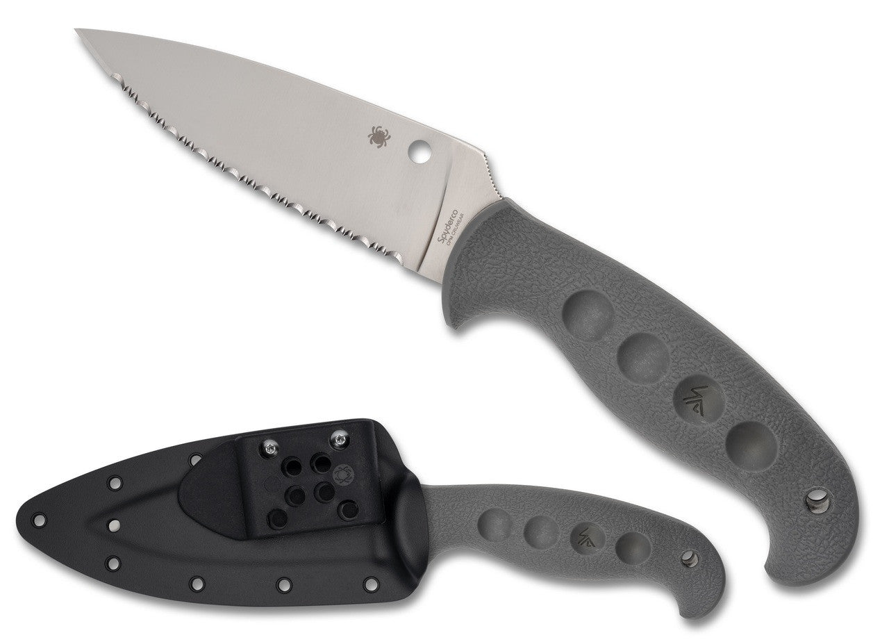 Spyderco Temperance Sprint Run 4.46" CPM CRU-WEAR Serrated Gray FRN Fixed Blade Knife FB05SGY